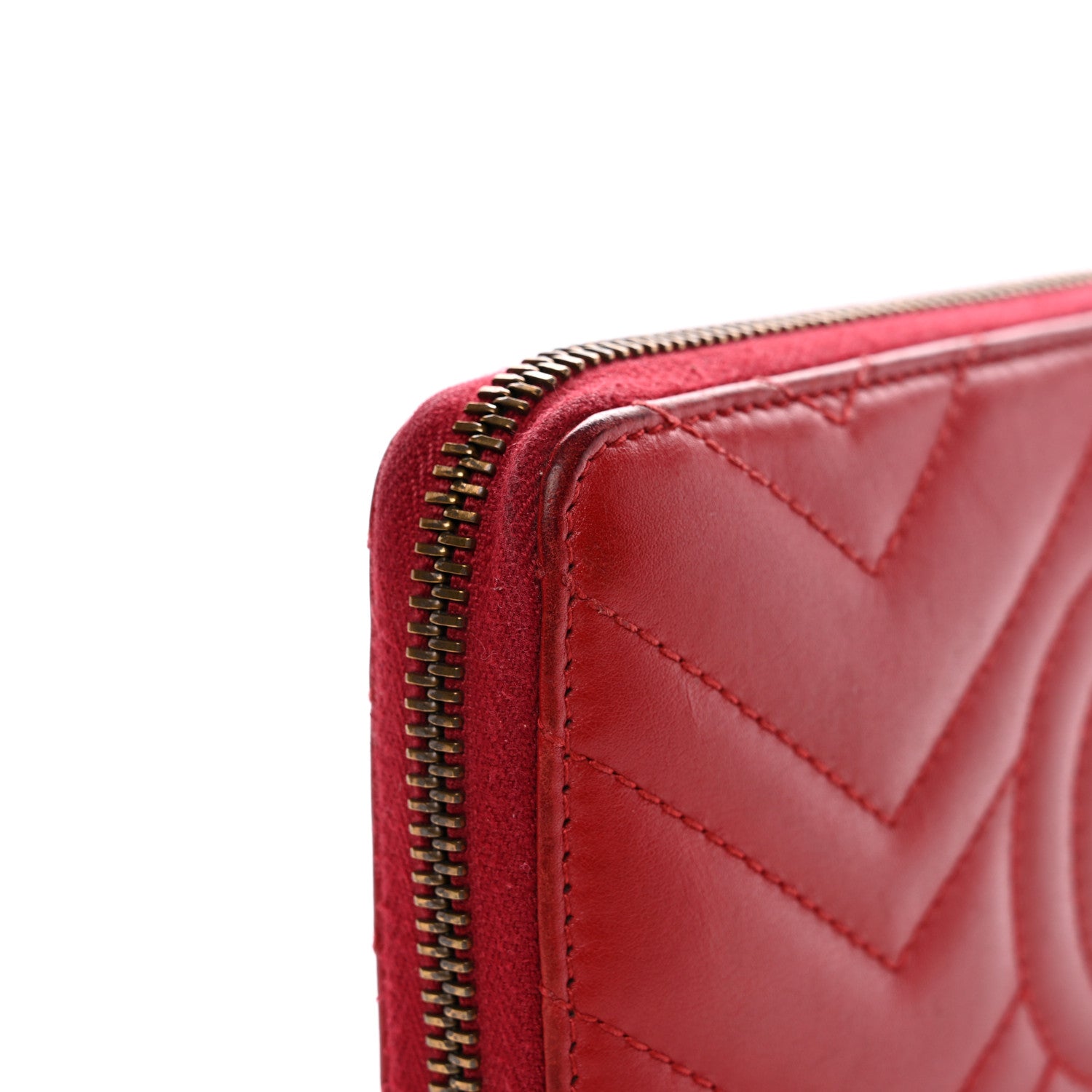 Gucci Calfskin Matelasse GG Marmont Zip Around Wallet Hibiscus Red 13 of 13