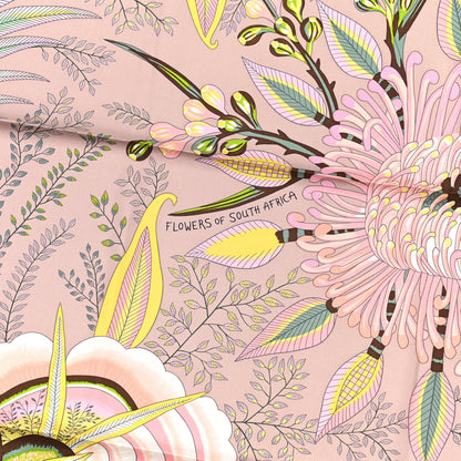 Hermes Silk Flowers of South Africa Scarf 90 Vieux Rose Vert Jaune 5 of 6