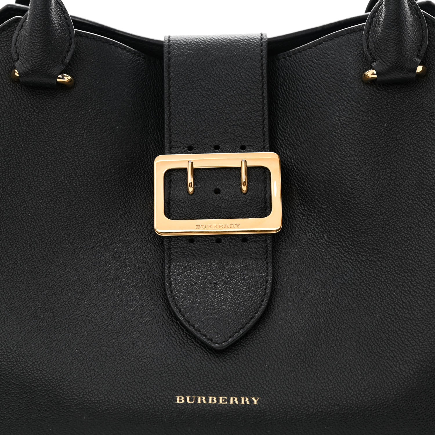 Burberry Soft Grain Calfskin Medium Buckle Tote Black 9 of 12