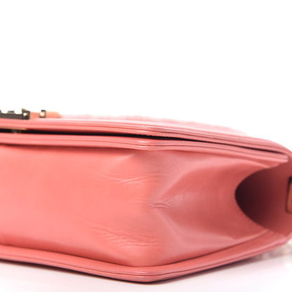 Chanel Shearling Sheepskin Medium Boy Flap Pink 7 of 10