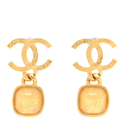 Chanel Metal Natural Stones CC Drop Earrings Gold 1 of 7