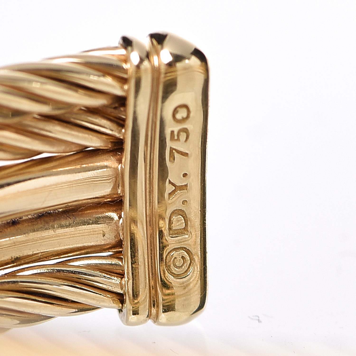 David Yurman 18K Yellow Gold Diamond 23mm X Crossover Cuff 4 of 5