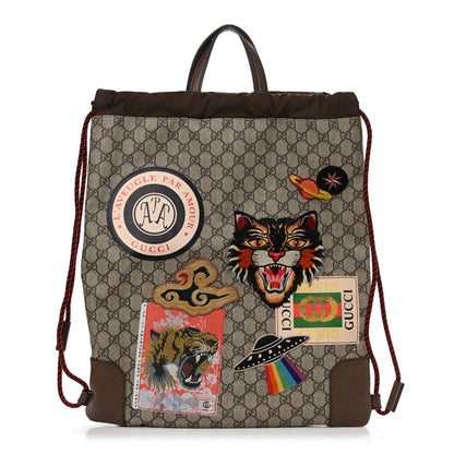 Gucci Soft GG Supreme Monogram Courrier Drawstring Backpack 1 of 10