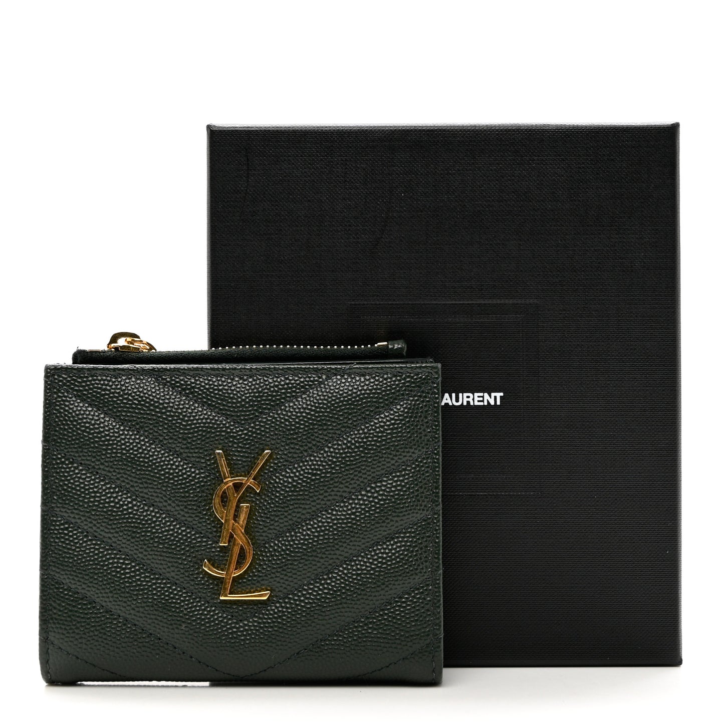 Grain De Poudre Matelasse Chevron Monogram Zipped Card Case Green