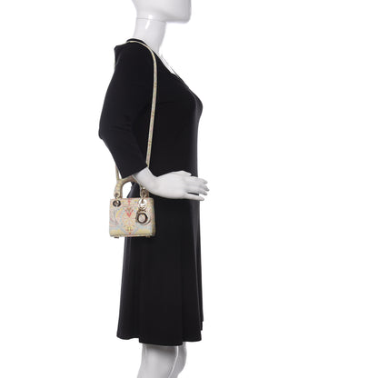 Christian Dior Calfskin Embroidered Mini Lady Dior White Multicolor 2 of 10