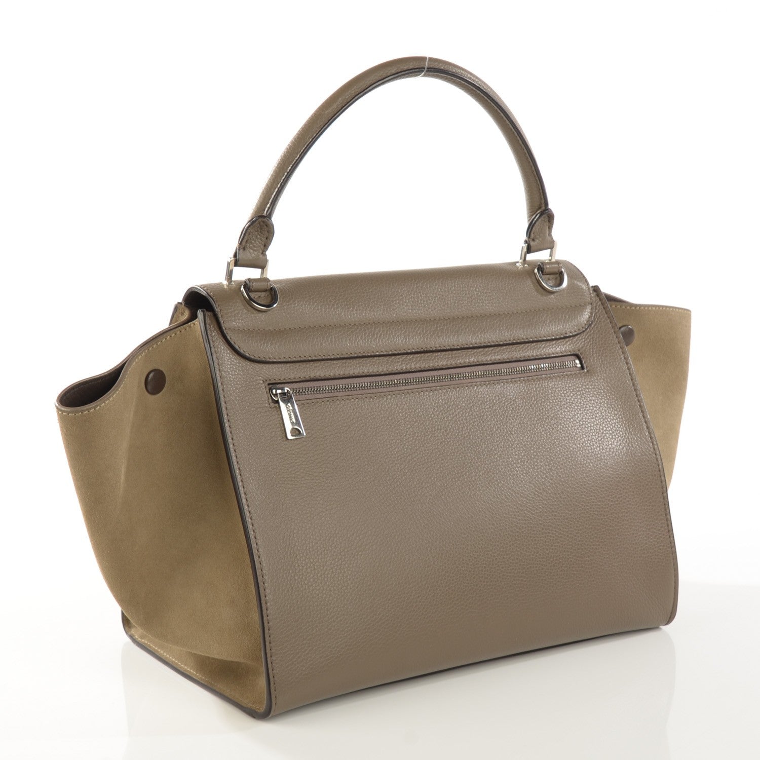 Celine Drummed Calfskin Suede Medium Trapeze Souris 4 of 8