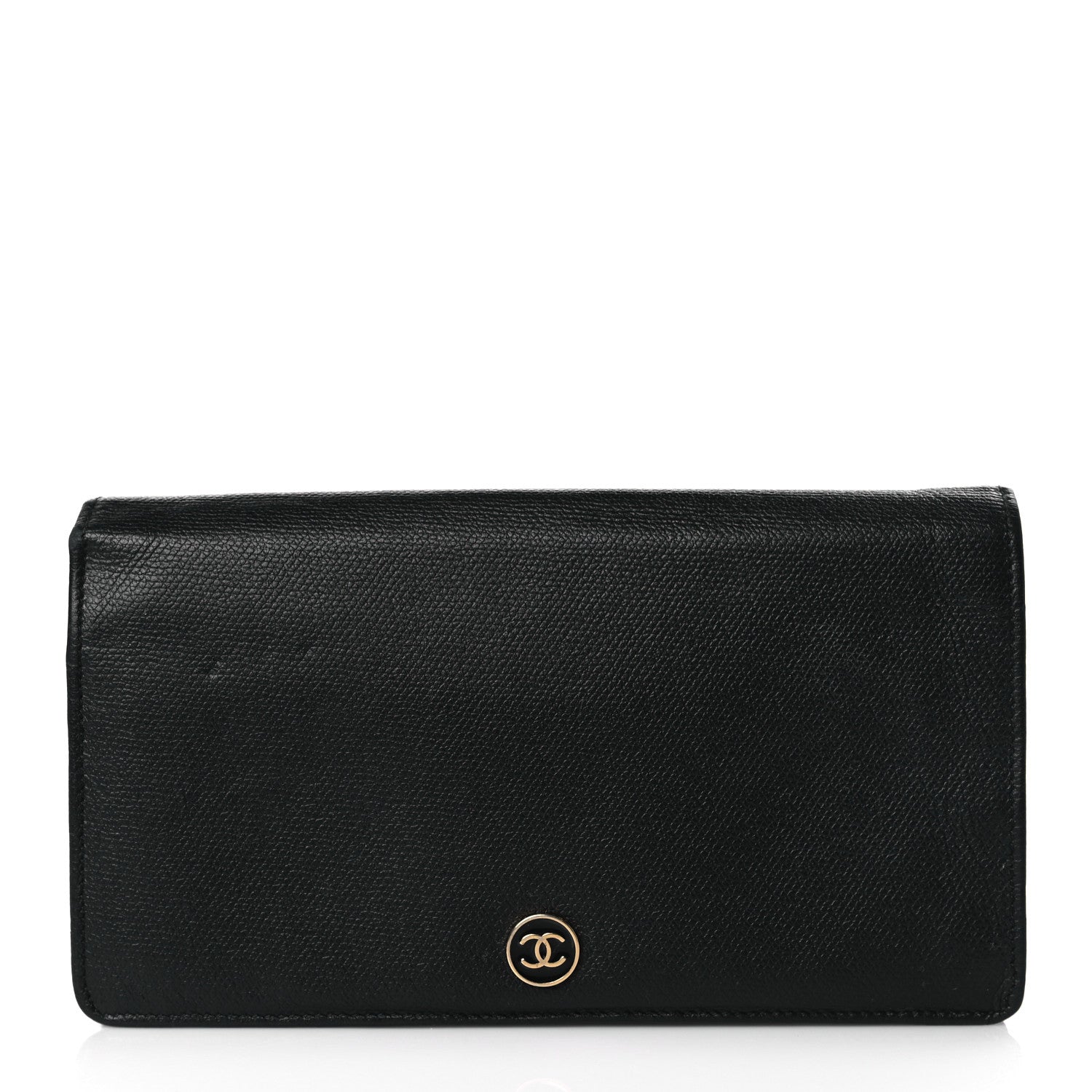 Chanel Grained Calfskin CC Button Yen Wallet Black 1 of 8
