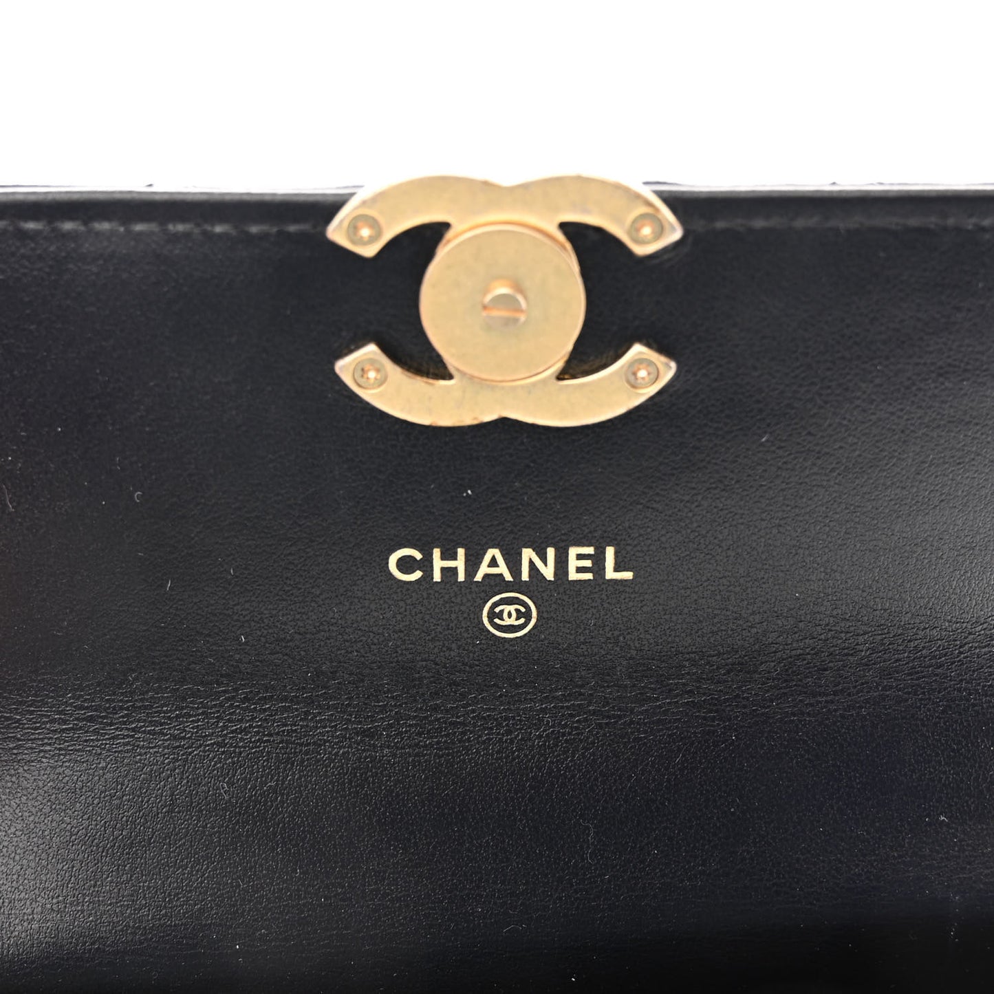 Calfskin Quilted Perfect Fit Coin Purse With Chain Black
