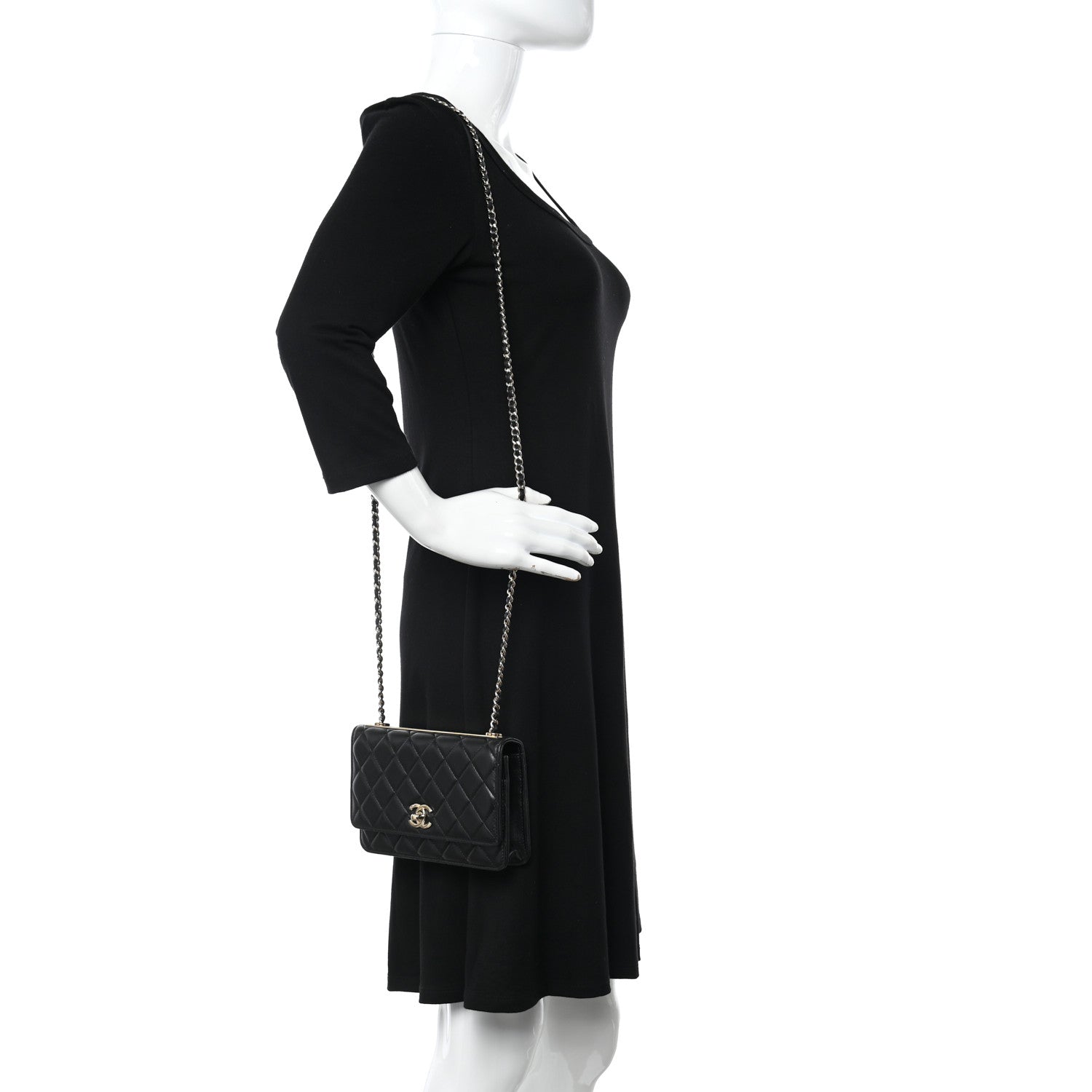 Chanel Lambskin Quilted Trendy CC Wallet On Chain WOC Black 2 of 13