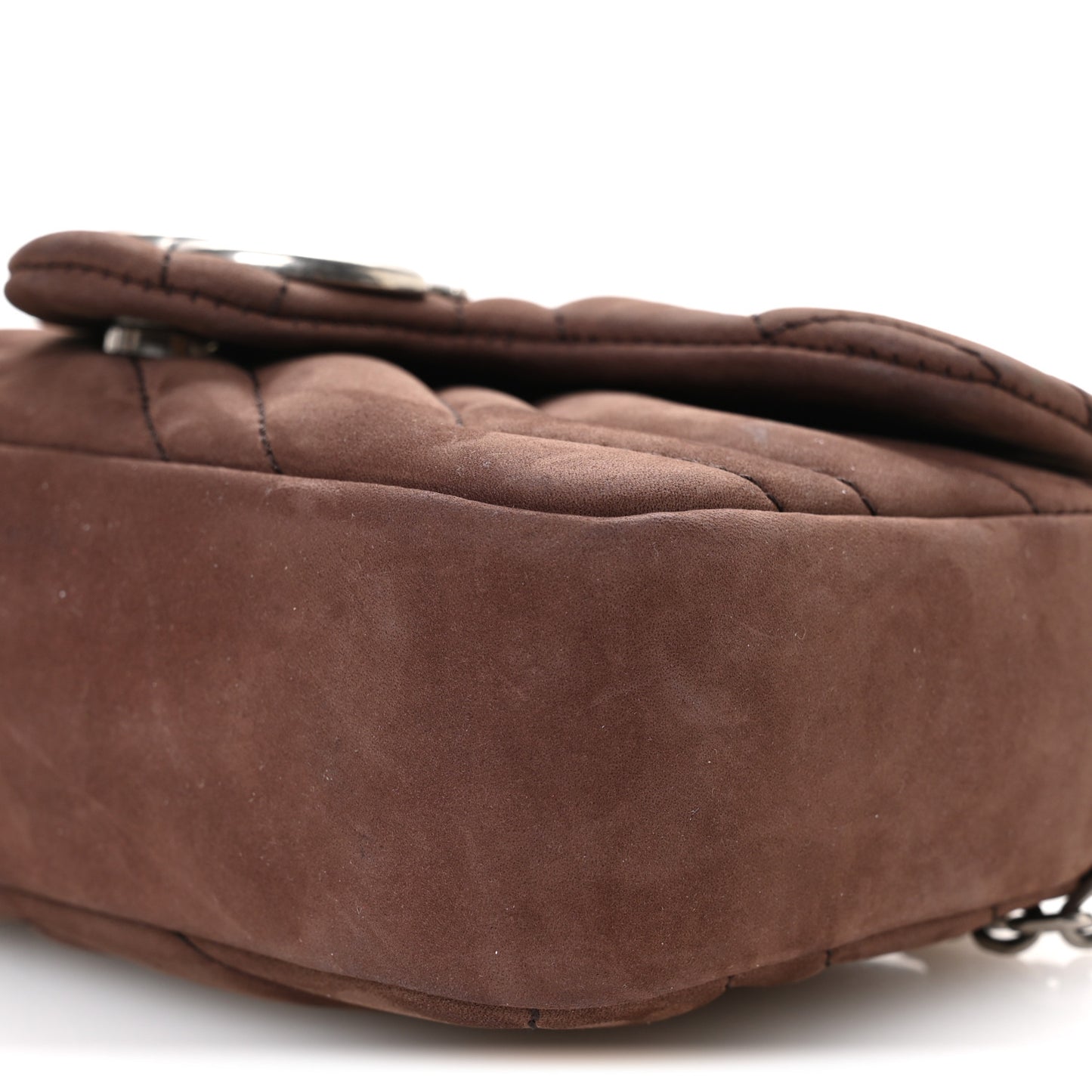Nubuck Matelasse Mini GG Marmont Shoulder Bag Dark Brown