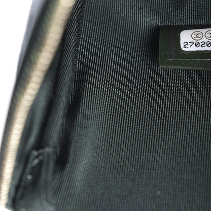 Chanel Caviar Chevron Quilted Medium Boy Zip Pouch Dark Green 8 of 10