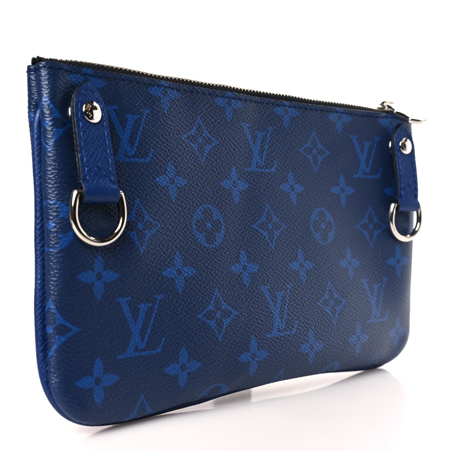 Louis Vuitton Taigarama Trio Messenger Small Pochette And Key Pouch Cobalt 4 of 10
