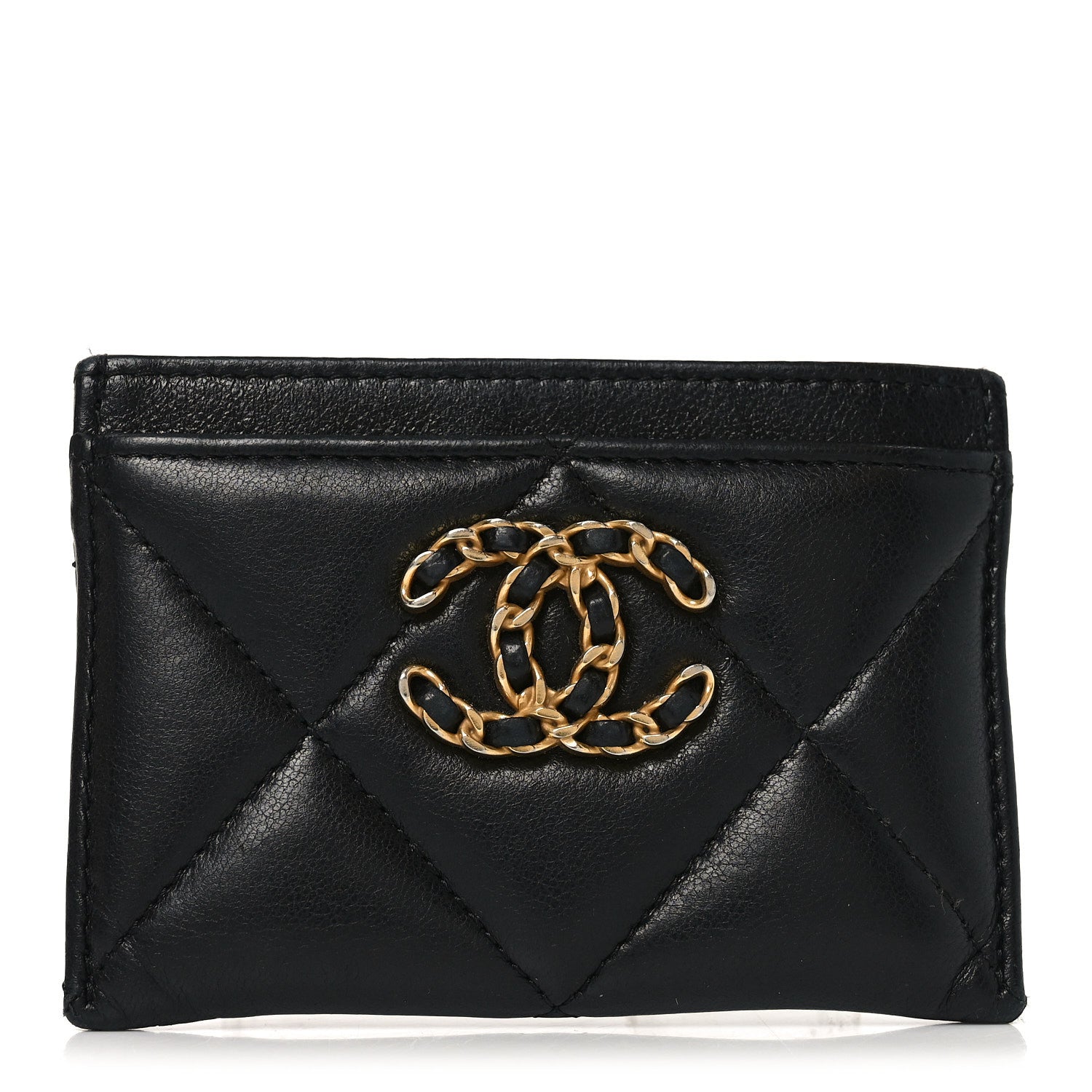 Chanel Lambskin Quilted Chanel 19 Card Holder Black 1 of 9