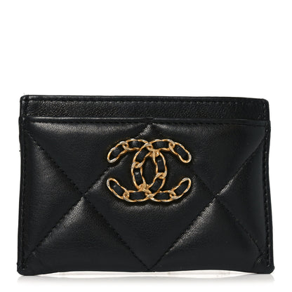 Chanel Lambskin Quilted Chanel 19 Card Holder Black 1 of 9