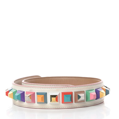 Fendi Vitello Dolce Plexiglass Bi-Color Studded Strap You White Ice Cuoio Multicolor 2 of 3