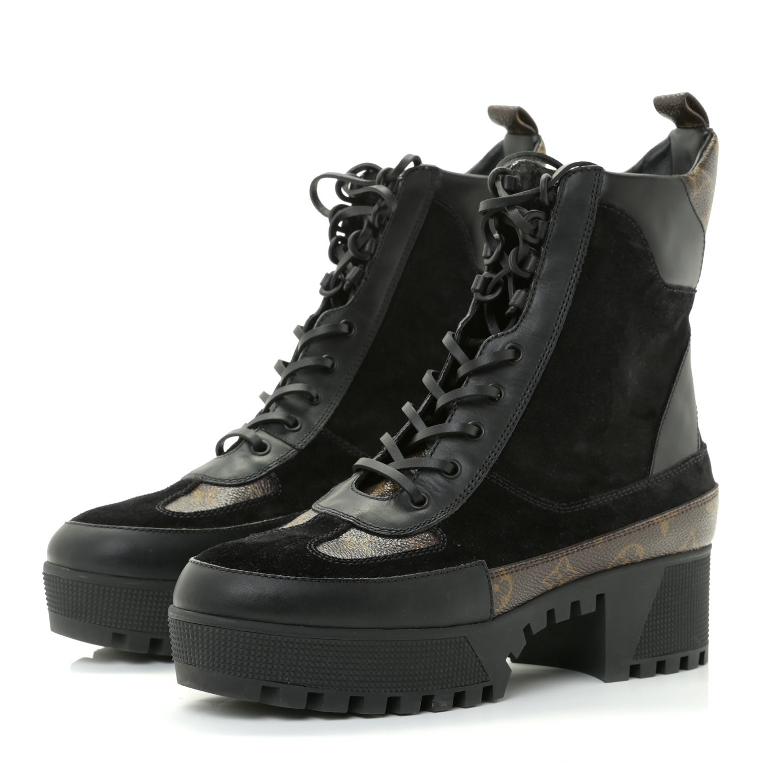 Louis Vuitton Suede Calfskin Monogram Laureate Platform Desert Boots 42 Black 2 of 11