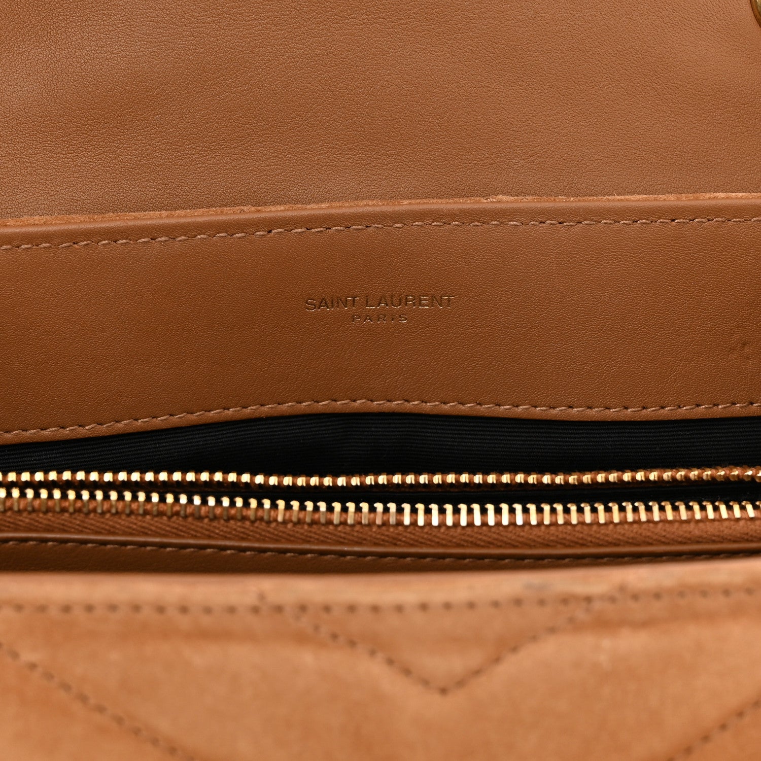 Saint Laurent Suede Y Quilted Monogram Medium Loulou Chain Satchel Cinnamon 6 of 13
