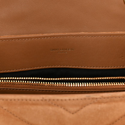 Saint Laurent Suede Y Quilted Monogram Medium Loulou Chain Satchel Cinnamon 6 of 13