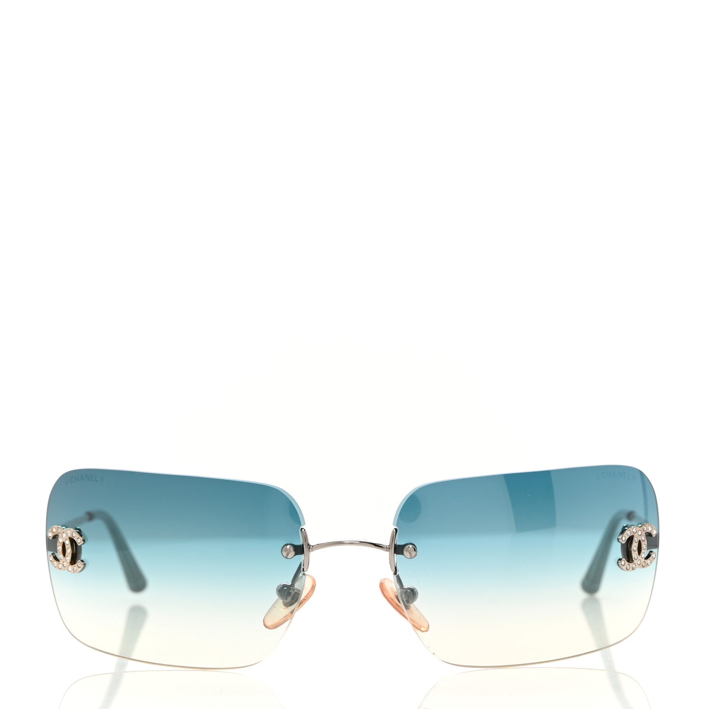 Metal Crystal CC Logo Sunglasses 4017-D Blue