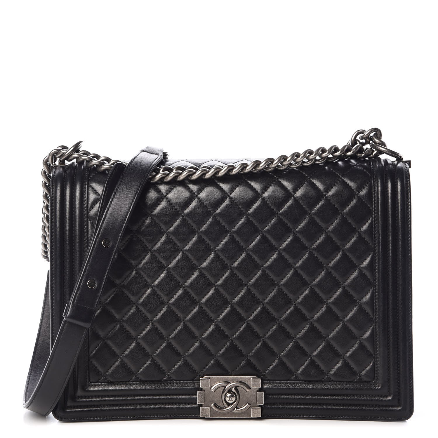 Chanel Lambskin Quilted Large Boy Flap Black 1 of 9
