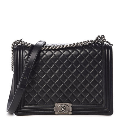Chanel Lambskin Quilted Large Boy Flap Black 1 of 9