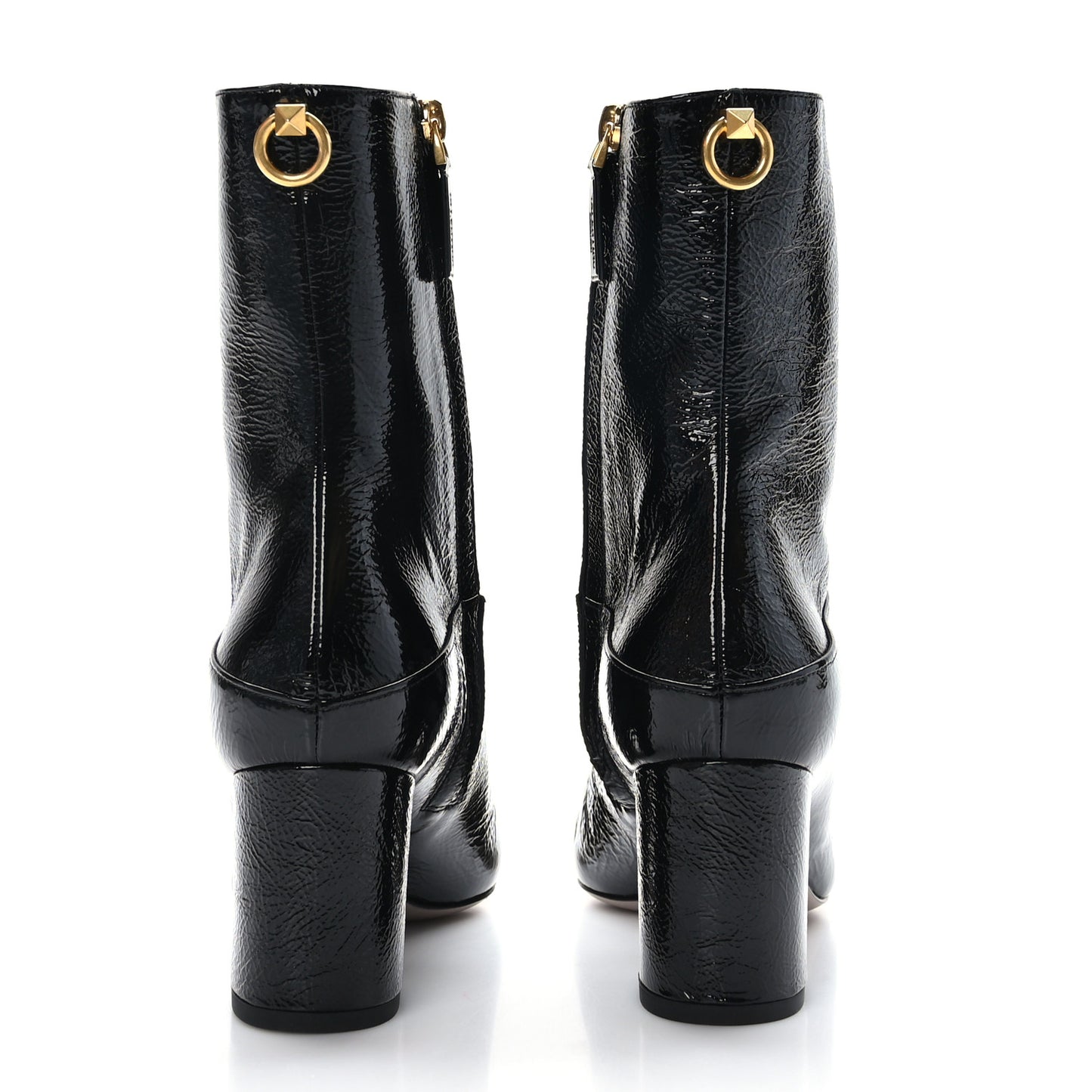 Crinkled Patent Ankle Boots 36.5 Black