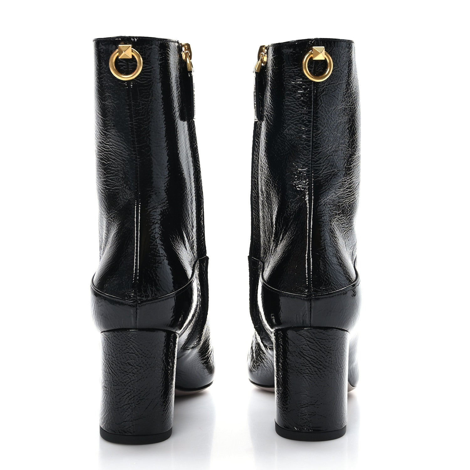 Valentino Garavani Crinkled Patent Ankle Boots 36.5 Black 5 of 8