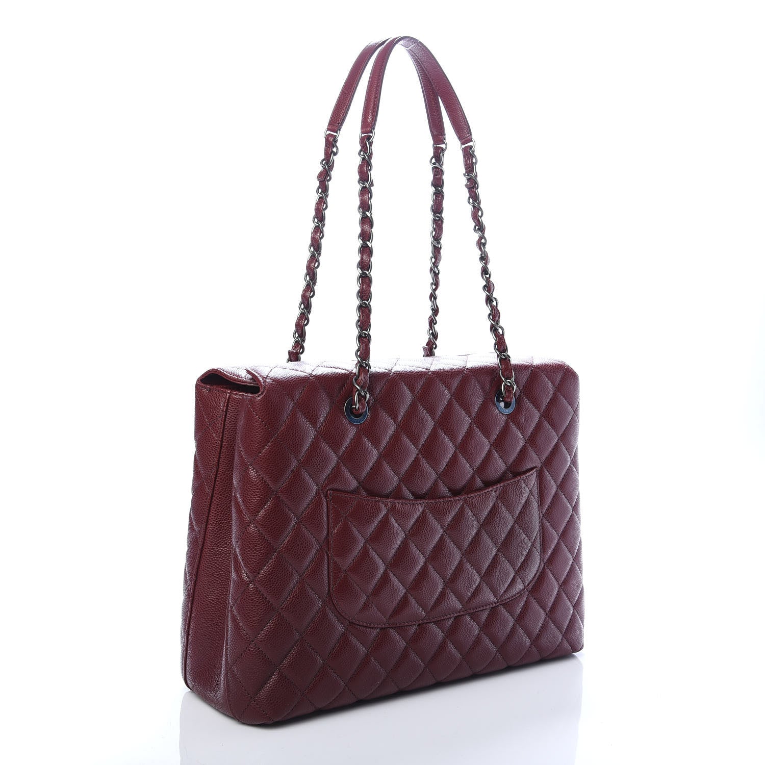 Chanel Caviar Quilted City Shopping Tote Dark Red 3 of 11
