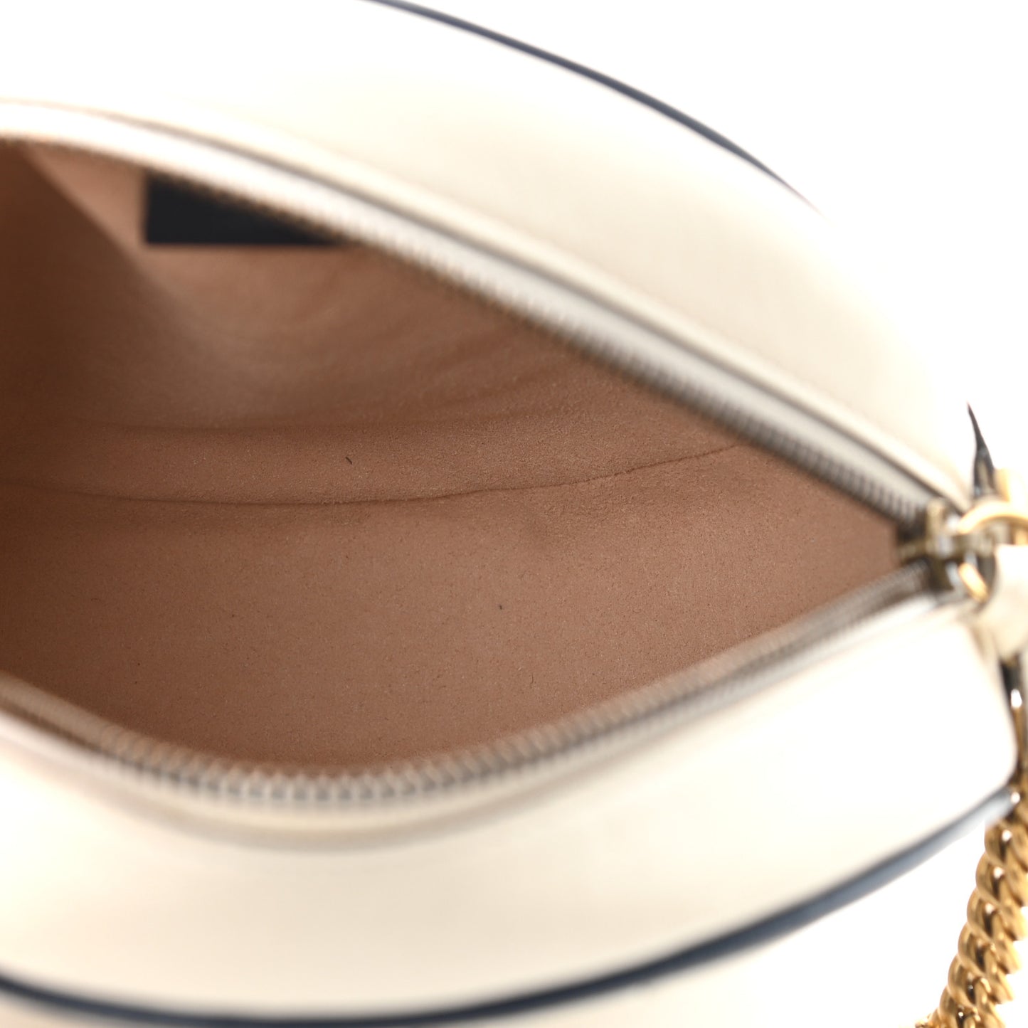 Azalea Calfskin Matelasse Diagonal Mini Torchon GG Marmont Round Shoulder Bag Mystic White Blue Agata