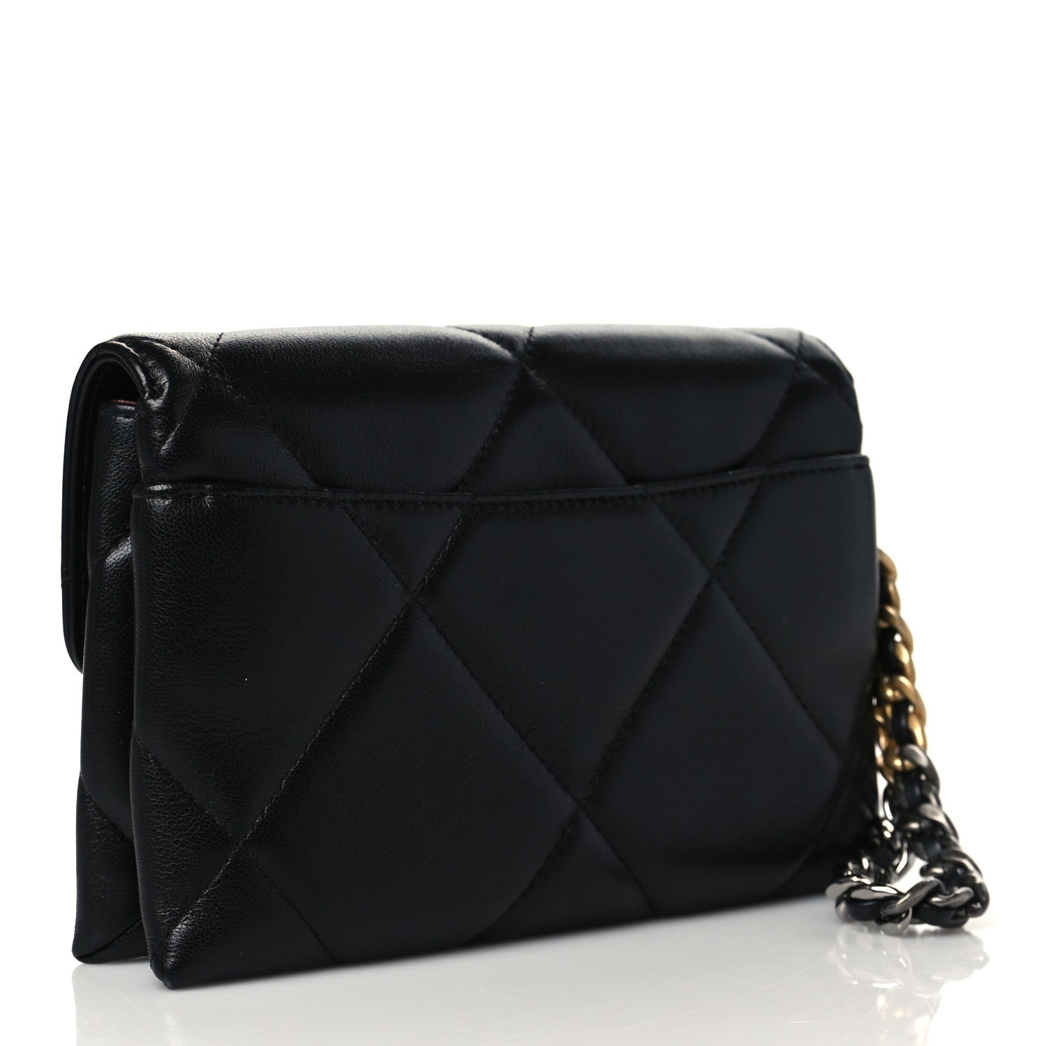 Chanel Lambskin Quilted Chanel 19 Flap Clutch Black 3 of 12