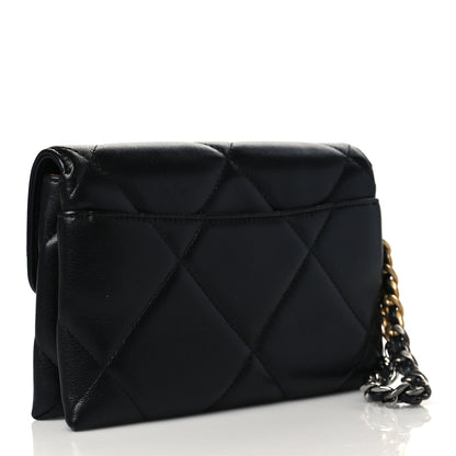Chanel Lambskin Quilted Chanel 19 Flap Clutch Black 3 of 12