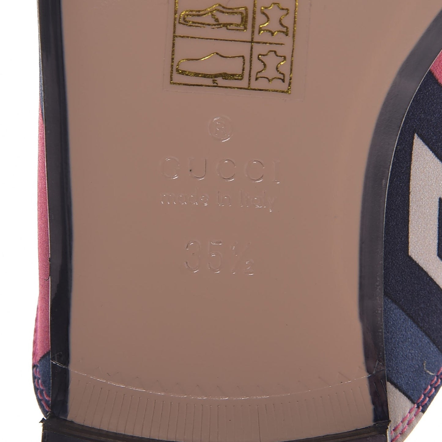 Satin GG Wallpaper Womens Princetown Slippers 35.5 Pink Flamboyant Blue Black