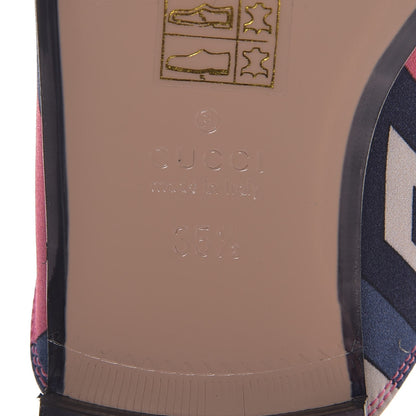 Gucci Satin GG Wallpaper Womens Princetown Slippers 35.5 Pink Flamboyant Blue Black 6 of 9