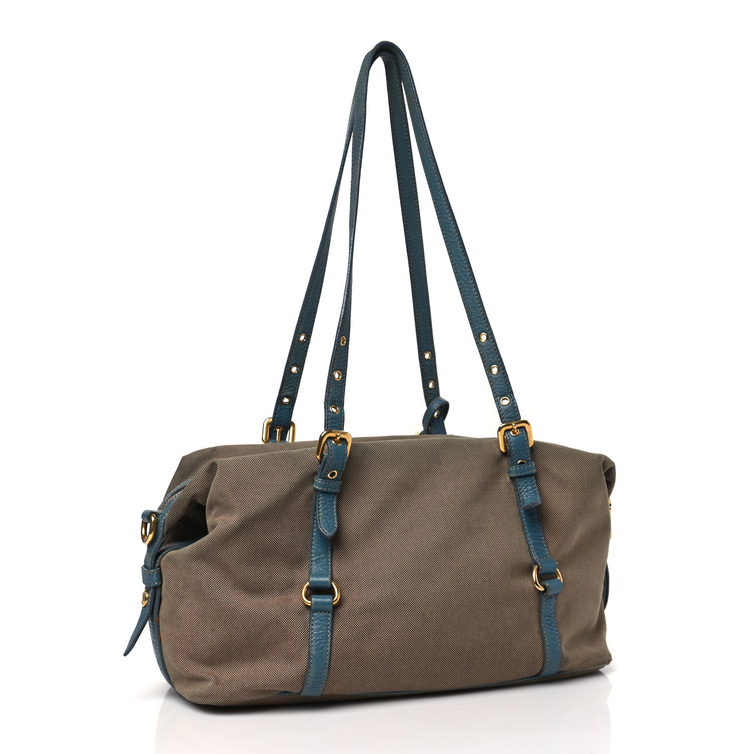 Prada Jacquard Logo Tote Blue 3 of 11