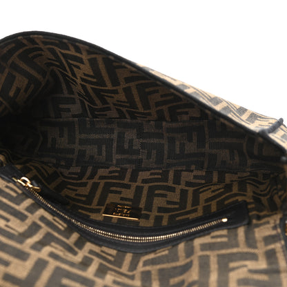 Fendi Fabric Jacquard FF 1974 Medium Baguette Tobacco Moro Black 5 of 12