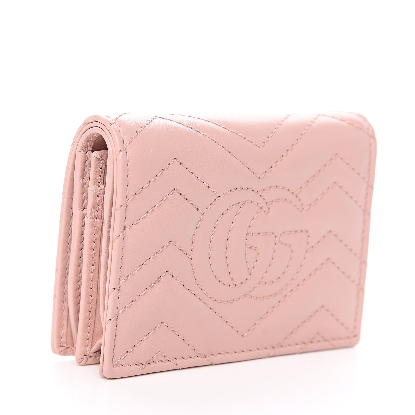 Calfskin Matelasse GG Marmont Card Case Wallet Perfect Pink