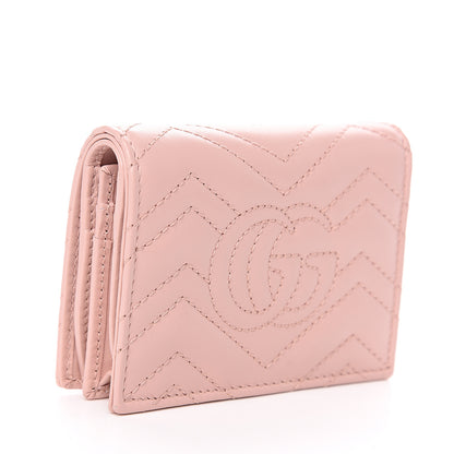 Gucci Calfskin Matelasse GG Marmont Card Case Wallet Perfect Pink 2 of 7