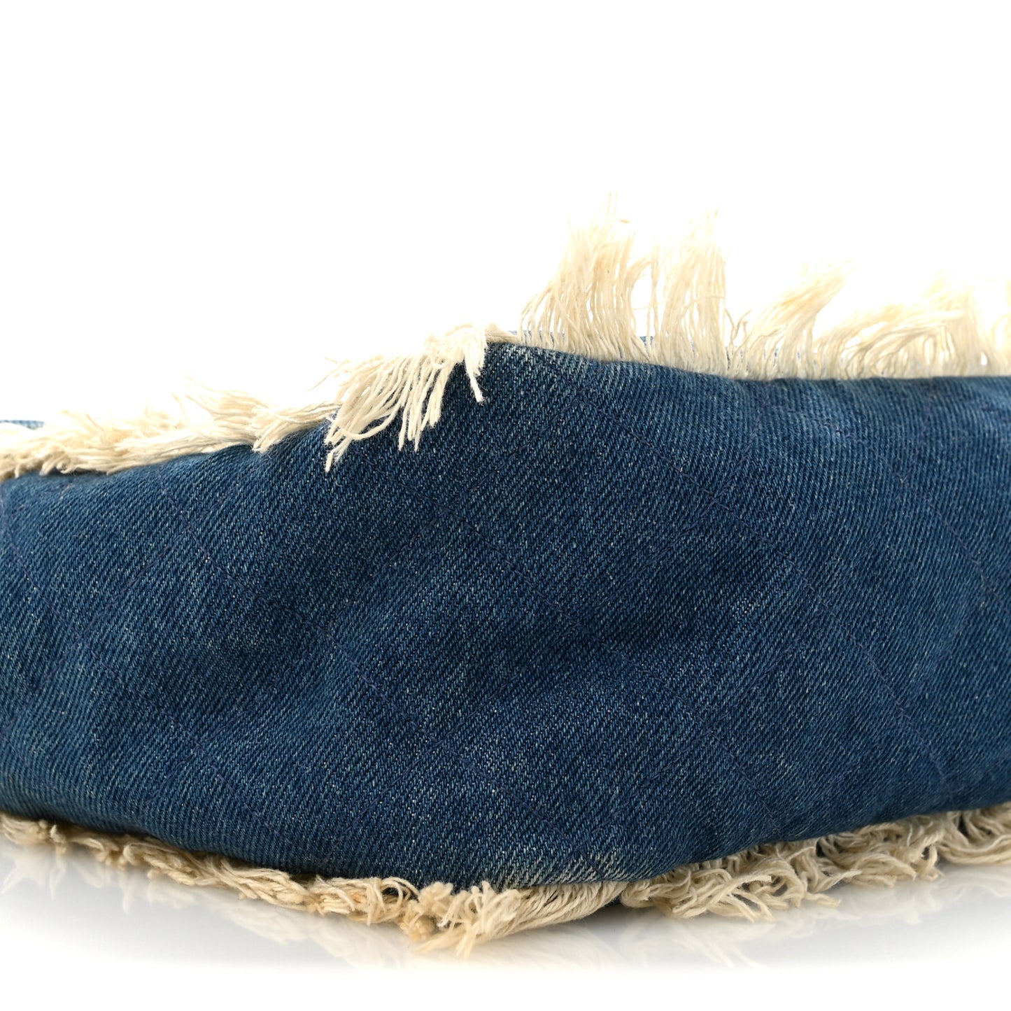 Frayed Denim Quilted Flap Blue