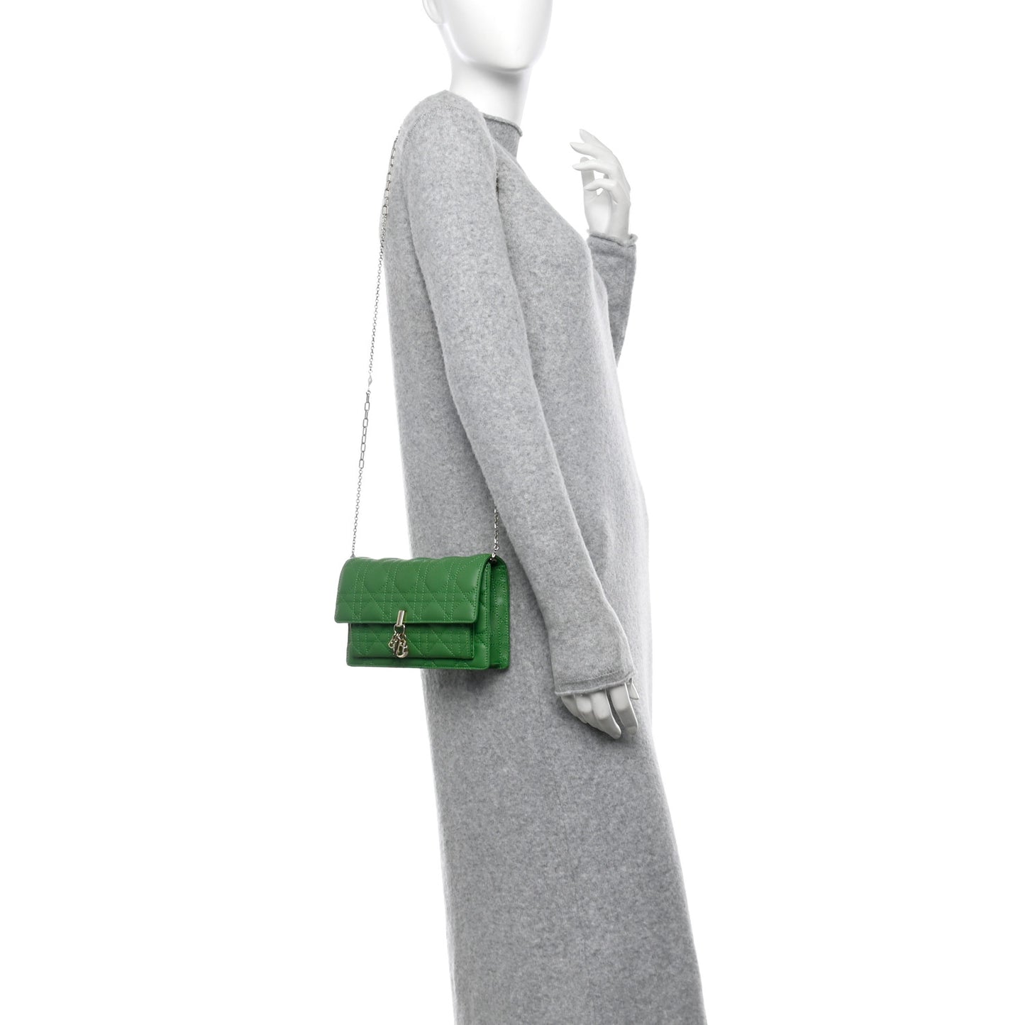 Lambskin Cannage My Dior Daily Chain Pouch Jade Green