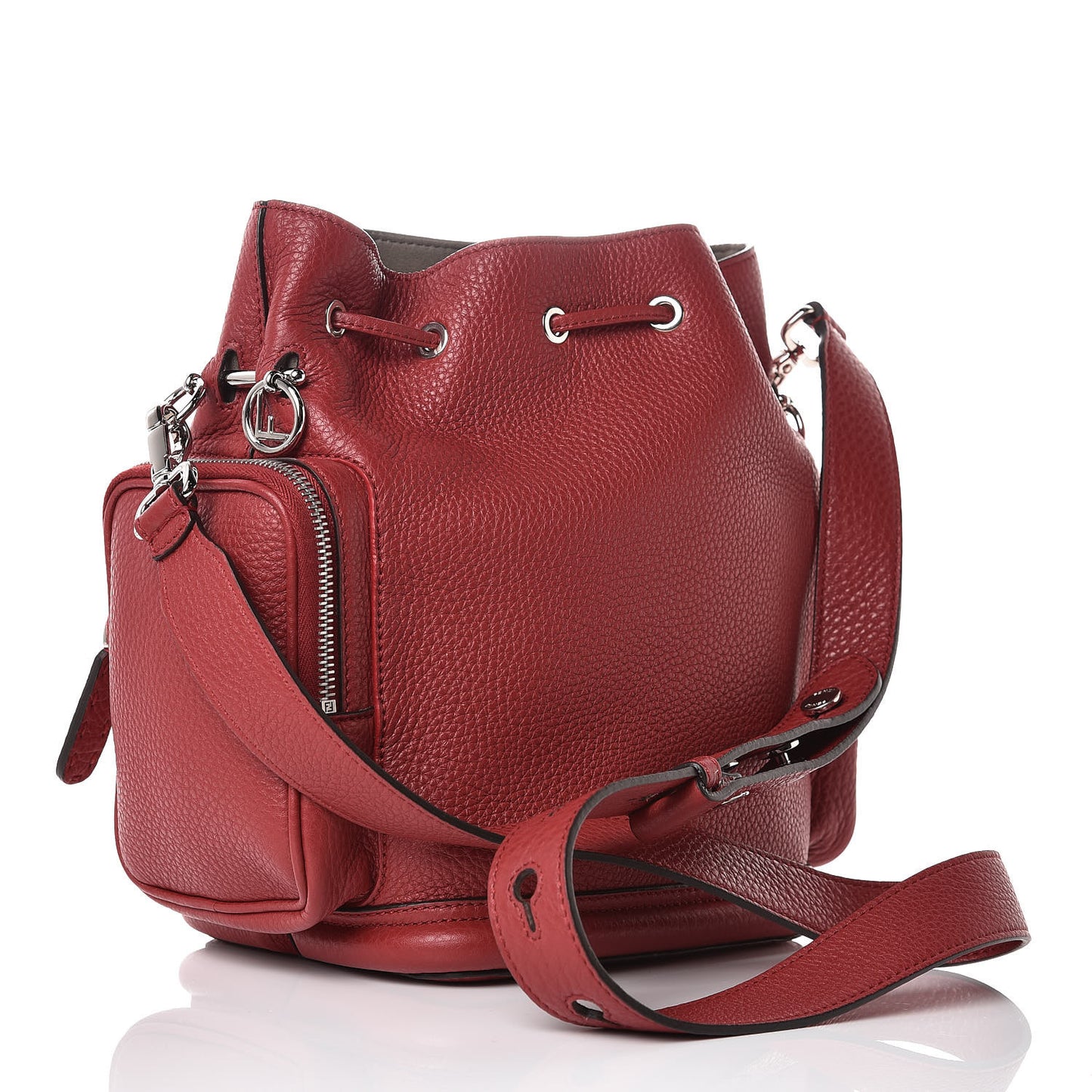 Cuoio Romano Selleria F is Fendi Grande Mon Tresor Pocket Bucket Bag Rosso
