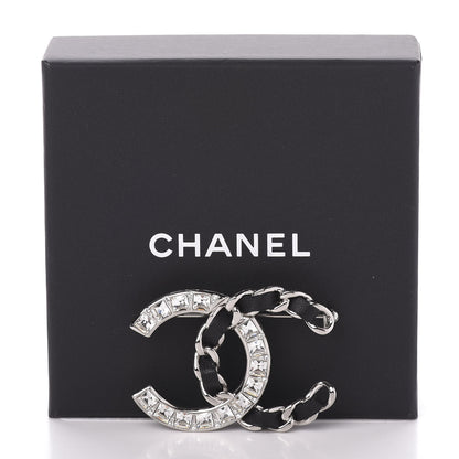 Chanel Lambskin Baguette Crystal CC Chain Brooch Black Silver 4 of 4