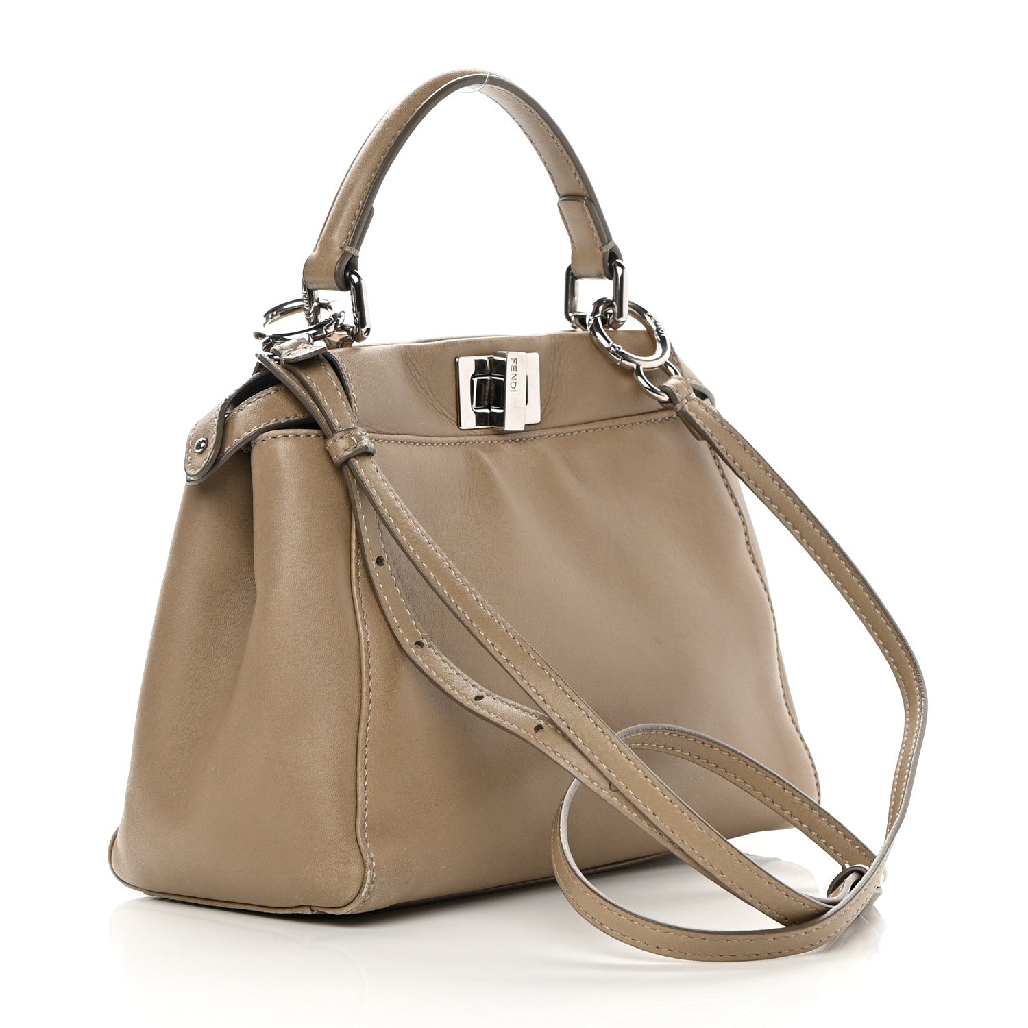 Fendi Nappa Mini Peekaboo Iconic Satchel Tortora 2 of 20