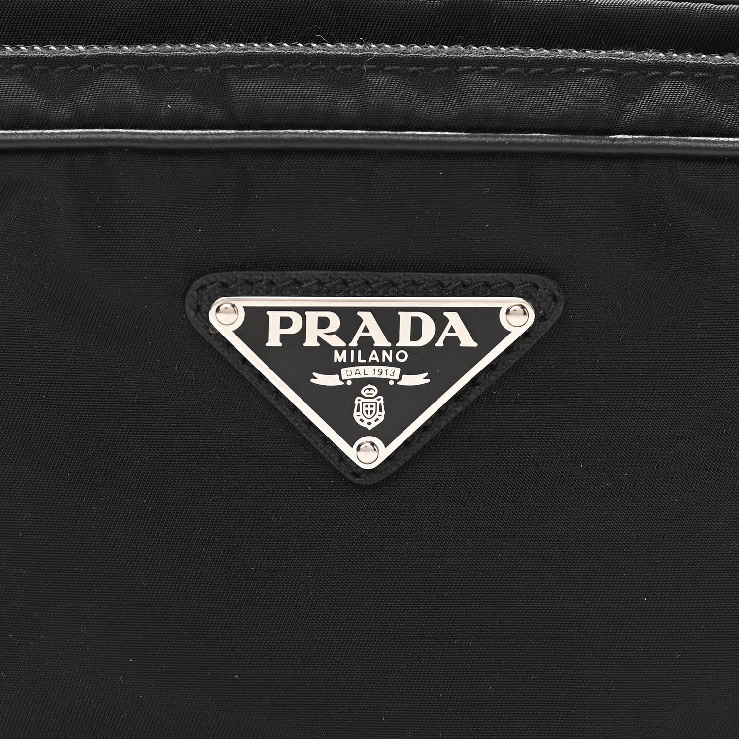 Prada Tessuto Nylon Studded Belt Bag Black White 8 of 10