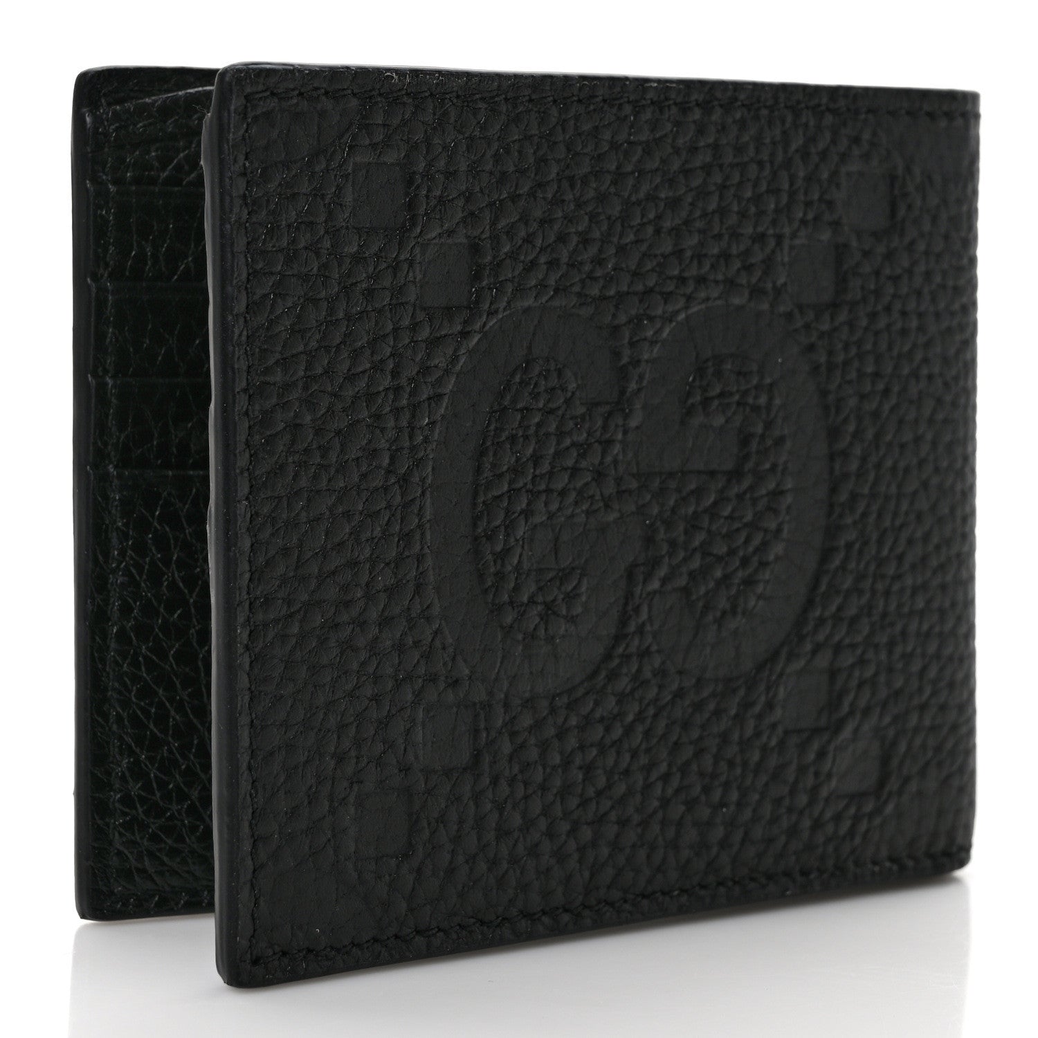 Gucci Piuma Calfskin Jumbo GG Embossed Wallet Black 3 of 6
