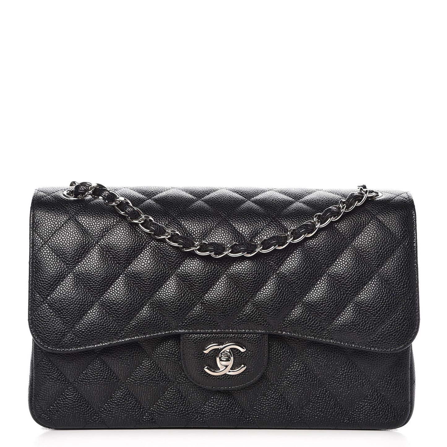Caviar Quilted Jumbo Double Flap Black