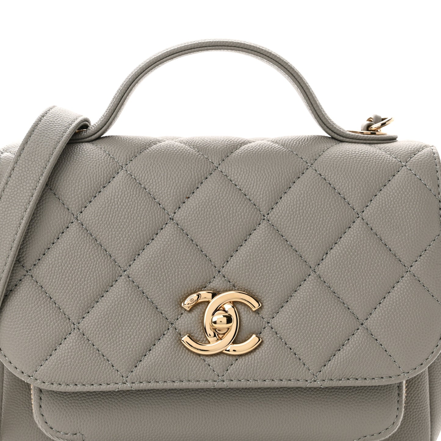 Caviar Quilted Mini Business Affinity Flap Grey