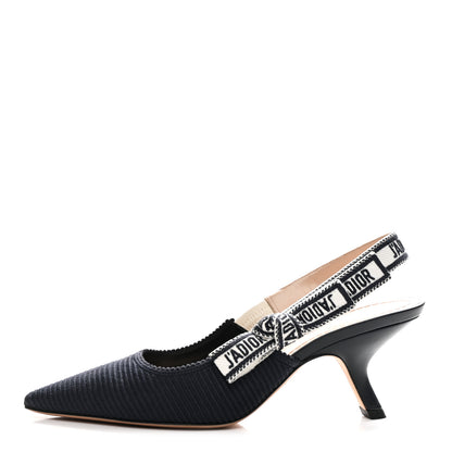 Christian Dior Technical Canvas Ribbon J Adior Slingback 65mm Pumps 37 Deep Blue 1 of 10