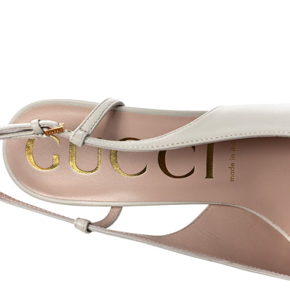 Gucci Nappa Horsebit Platform 35/120mm Slingback Pumps 40.5 New Mystic White 8 of 9