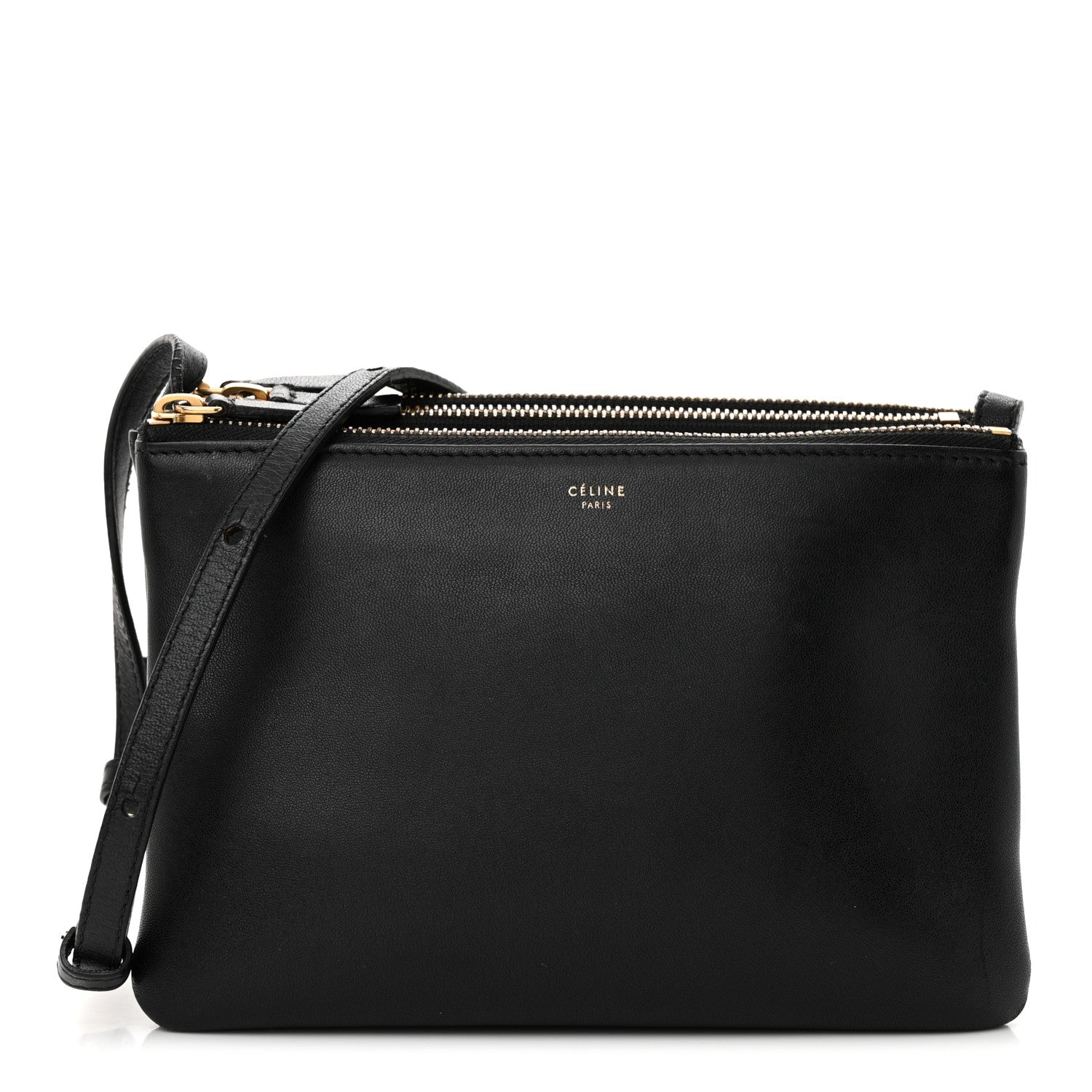 Celine Lambskin Small Trio Crossbody Bag Black 1 of 14