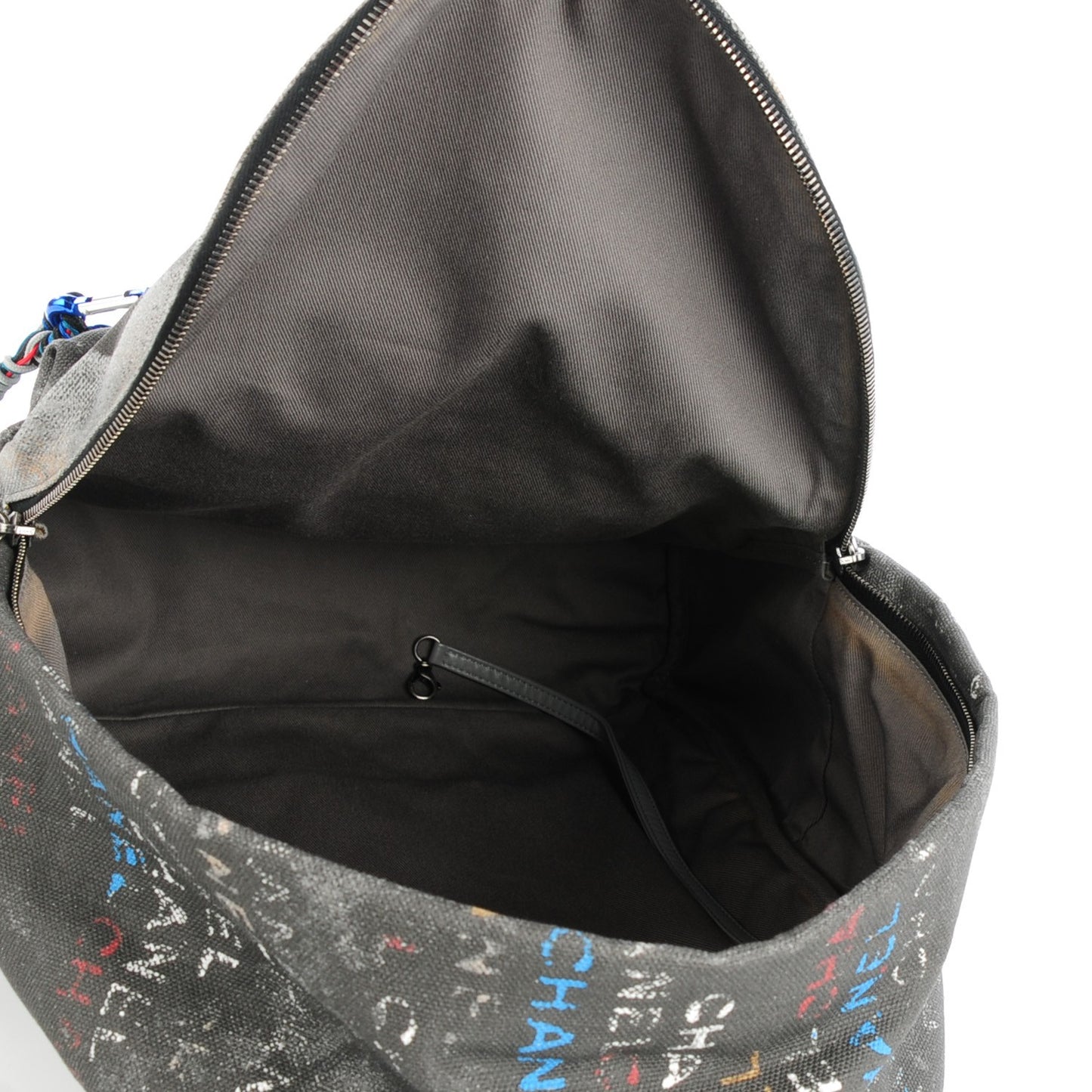 Graffiti Printed Canvas Medium Backpack Grey